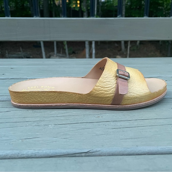 Kork Ease Downey Yellow Mexico leather buckle slide sandals 9 M - Picture 13 of 16